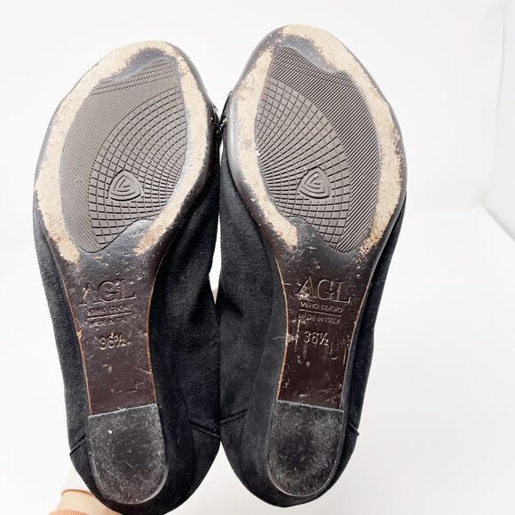 AGL Attilio Giusti Leombruni Snake Cap Toe Hidden Wedge Flats Size 36 1/2 Black - Picture 12 of 13
